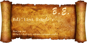 Bálint Edgár névjegykártya